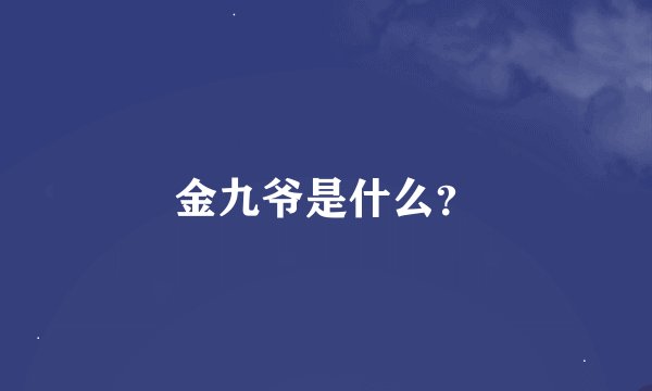 金九爷是什么？