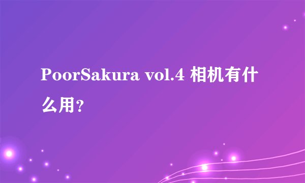 PoorSakura vol.4 相机有什么用?