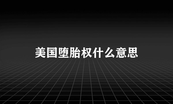 美国堕胎权什么意思