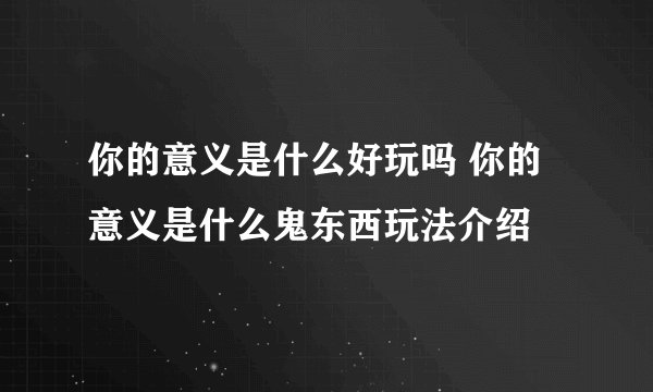 你的意义是什么好玩吗 你的意义是什么鬼东西玩法介绍