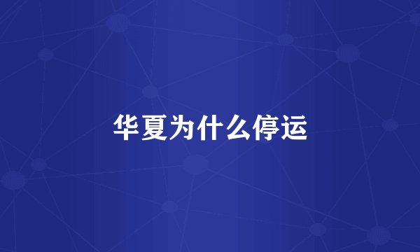华夏为什么停运
