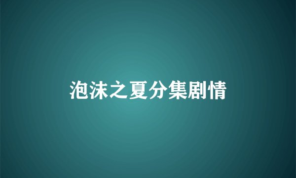 泡沫之夏分集剧情