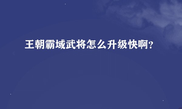 王朝霸域武将怎么升级快啊？