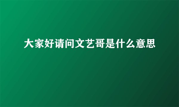 大家好请问文艺哥是什么意思