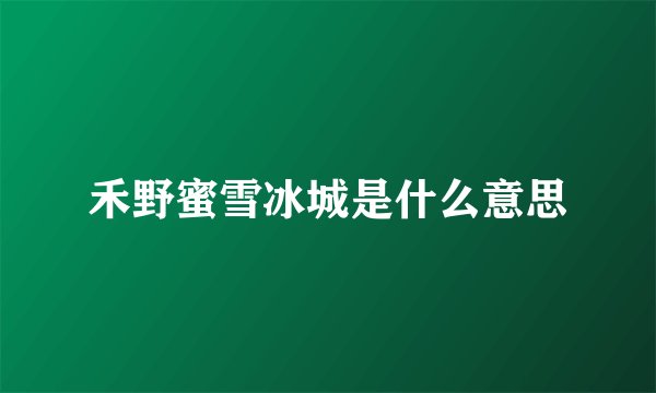 禾野蜜雪冰城是什么意思