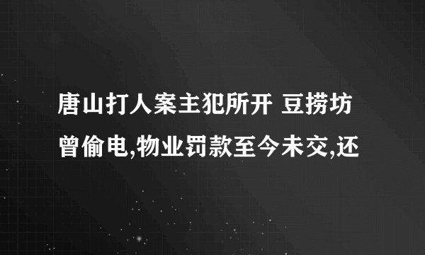 唐山打人案主犯所开 豆捞坊 曾偷电,物业罚款至今未交,还