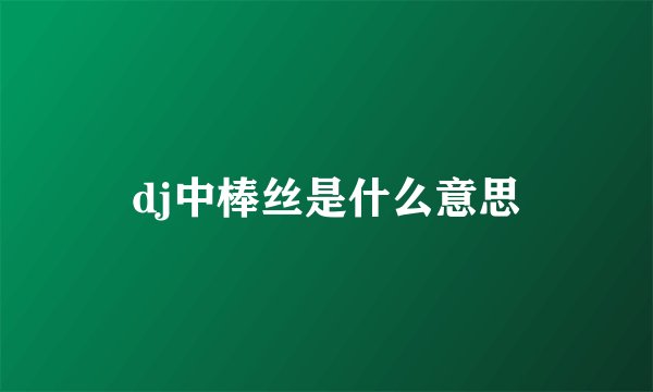 dj中棒丝是什么意思