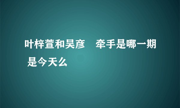 叶梓萱和吴彦堃牵手是哪一期 是今天么
