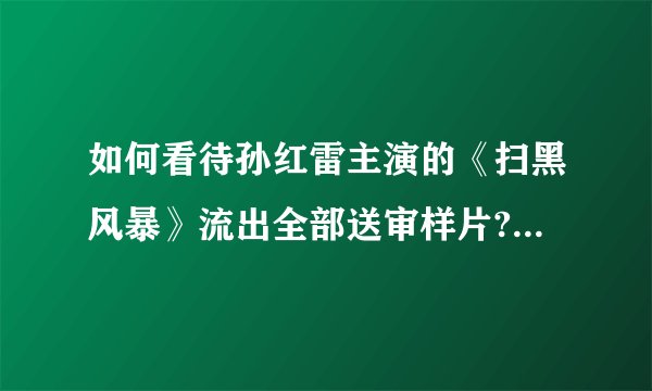 如何看待孙红雷主演的《扫黑风暴》流出全部送审样片? - 知乎
