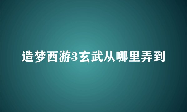 造梦西游3玄武从哪里弄到