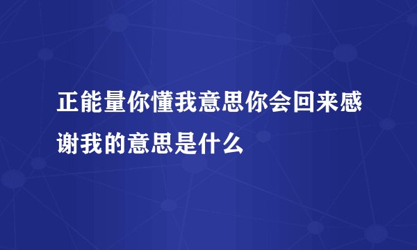 正能量你懂我意思你会回来感谢我的意思是什么