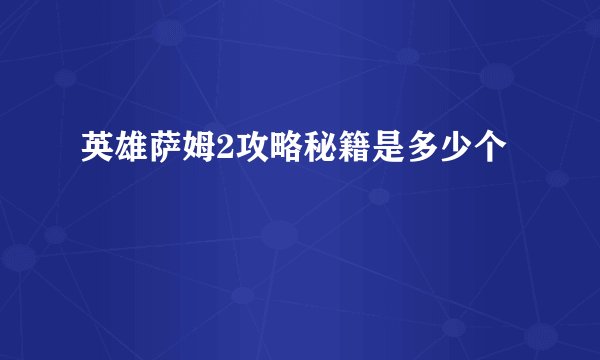 英雄萨姆2攻略秘籍是多少个