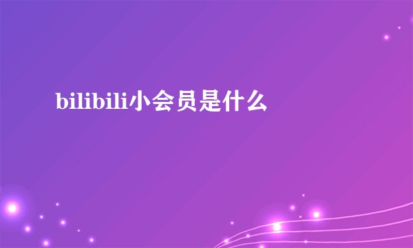 bilibili小会员是什么