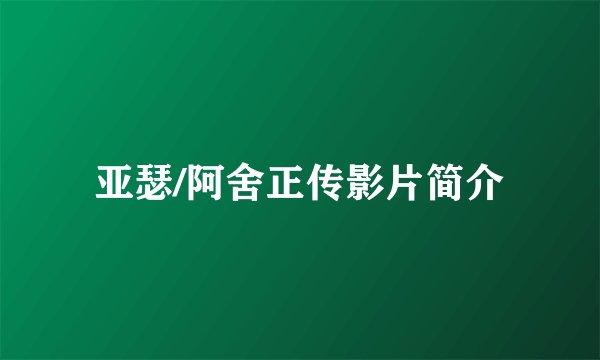 亚瑟/阿舍正传影片简介