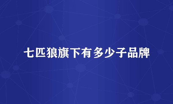 七匹狼旗下有多少子品牌