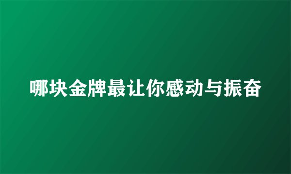 哪块金牌最让你感动与振奋