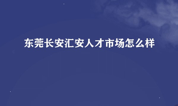 东莞长安汇安人才市场怎么样