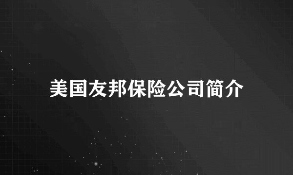 美国友邦保险公司简介