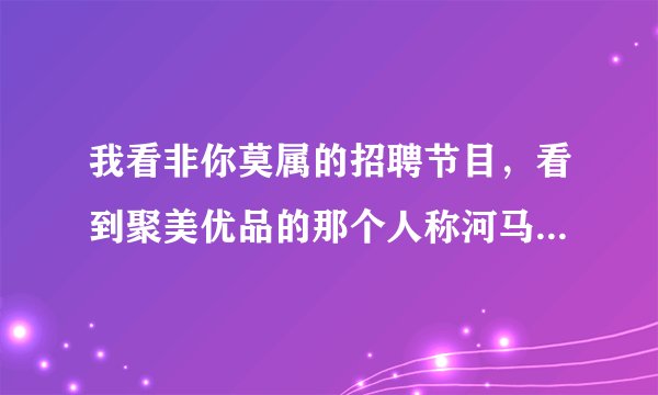 我看非你莫属的招聘节目，看到聚美优品的那个人称河马哥的刘惠璞很有意思啊，他是什么来头啊？求解答。