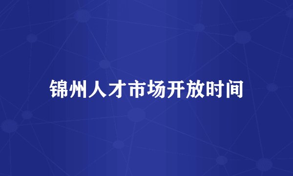 锦州人才市场开放时间