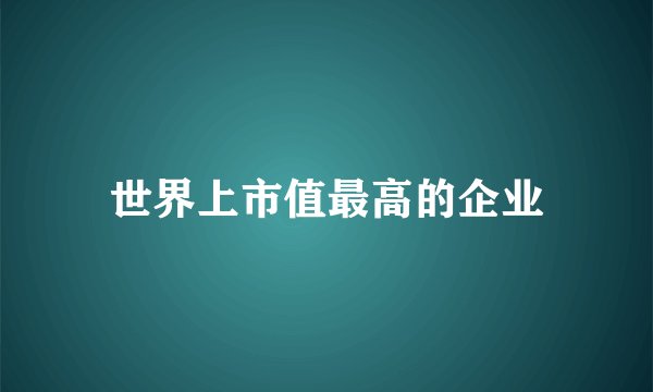 世界上市值最高的企业