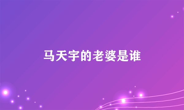 马天宇的老婆是谁