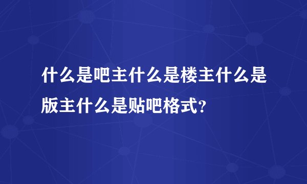 什么是吧主什么是楼主什么是版主什么是贴吧格式？