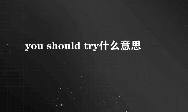 you should try什么意思