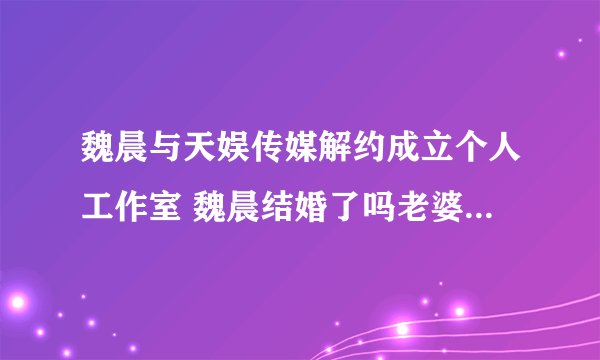 魏晨与天娱传媒解约成立个人工作室 魏晨结婚了吗老婆是于玮吗