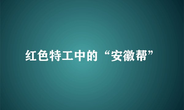 红色特工中的“安徽帮”