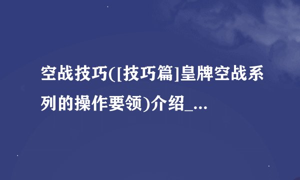 空战技巧([技巧篇]皇牌空战系列的操作要领)介绍_空战技巧([技巧篇]皇牌空战系列的操作要领)是什么