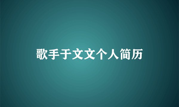 歌手于文文个人简历