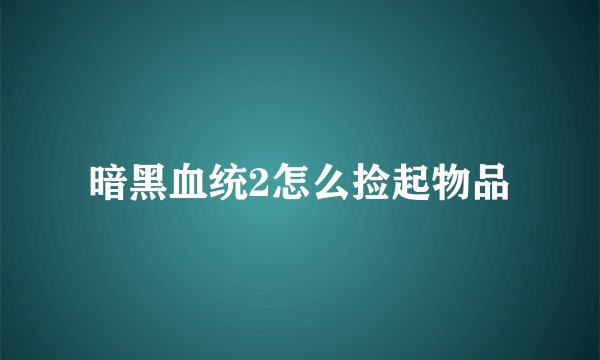 暗黑血统2怎么捡起物品