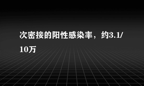 次密接的阳性感染率，约3.1/10万