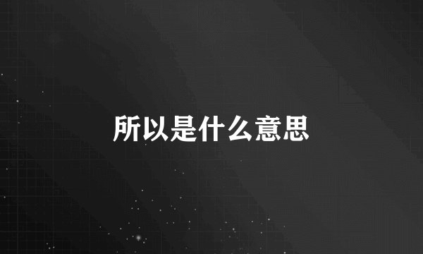 所以是什么意思