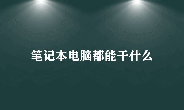 笔记本电脑都能干什么