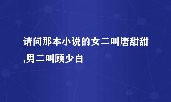 请问那本小说的女二叫唐甜甜,男二叫顾少白