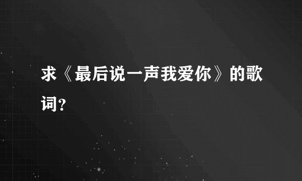 求《最后说一声我爱你》的歌词？