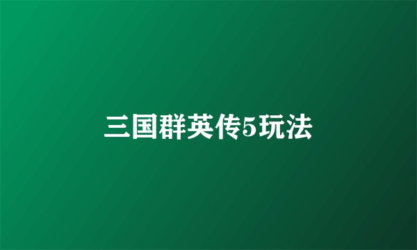 三国群英传5玩法