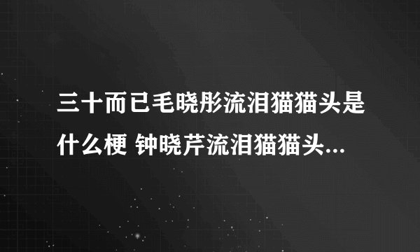 三十而已毛晓彤流泪猫猫头是什么梗 钟晓芹流泪猫猫头怎么回事