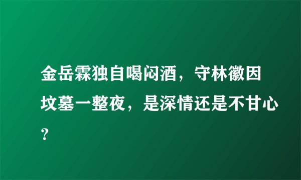 金岳霖独自喝闷酒，守林徽因坟墓一整夜，是深情还是不甘心？
