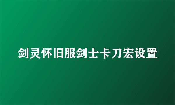 剑灵怀旧服剑士卡刀宏设置