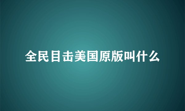 全民目击美国原版叫什么
