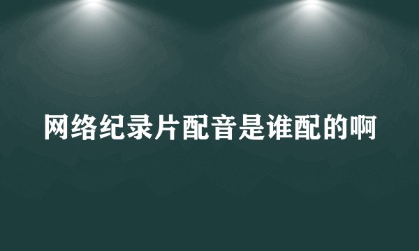 网络纪录片配音是谁配的啊