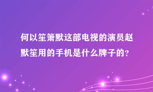何以笙箫默这部电视的演员赵默笙用的手机是什么牌子的？