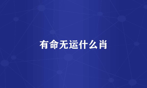 有命无运什么肖
