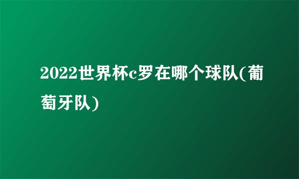 2022世界杯c罗在哪个球队(葡萄牙队)