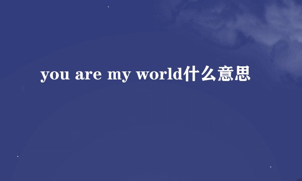 you are my world什么意思