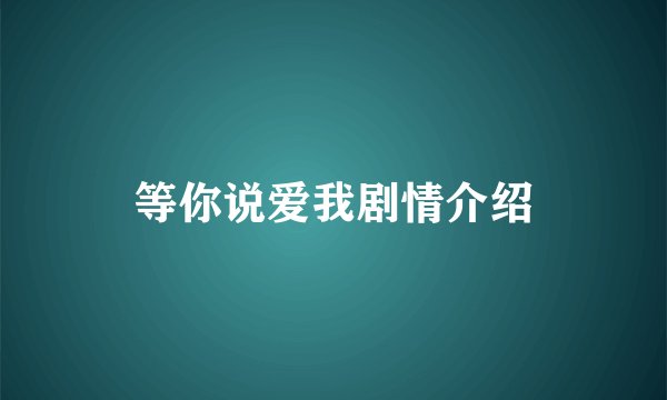 等你说爱我剧情介绍