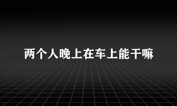 两个人晚上在车上能干嘛